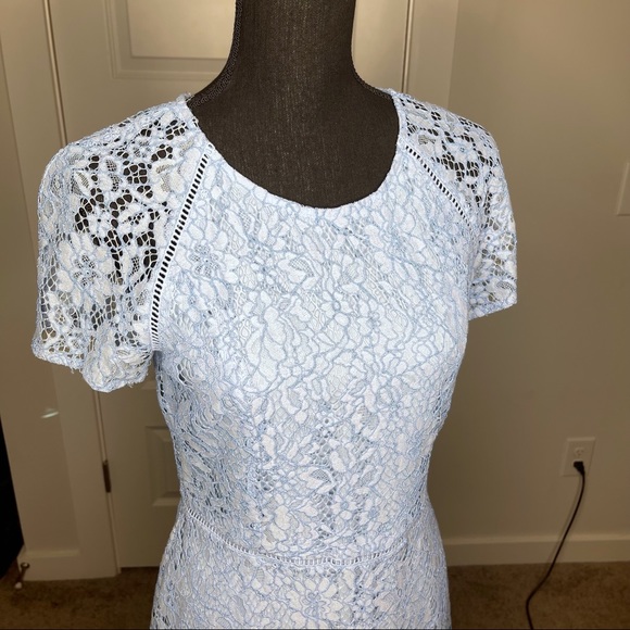 Charles Henry Reglan Sleeve Lace Dress Periwinkle Blue Women's Size Medium - Picture 6 of 8
